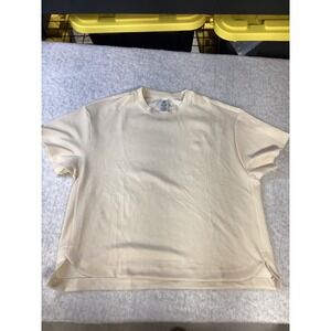 Members‎ Mark Womens XXL Short Sleeve Luxe Tee Cream Ivory Modal Blend Boxy Fit